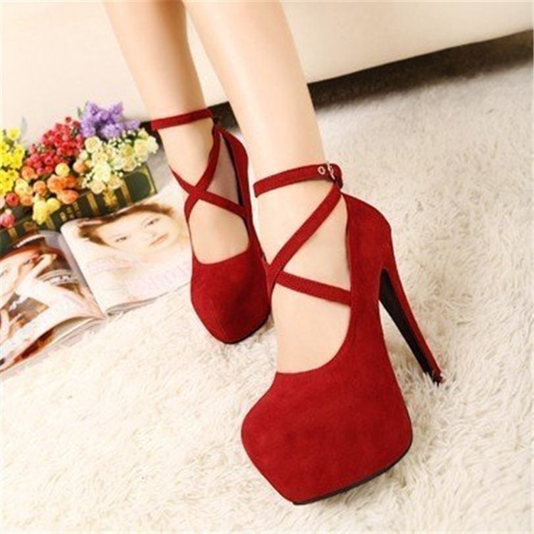 Cross-Tied Ankle Strap Pumps