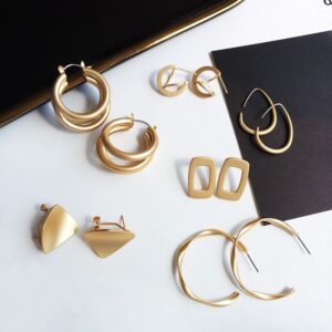Women’s Fashion Geometric Matte Gold Earrings