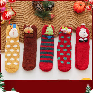 Unisex Velvet Christmas Socks 10 Pairs Set