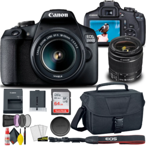 Canon EOS 2000D  Rebel T7 DSLR (New) 18-55 Lens, Wifi, Filter, Bag, Card and Many More (International Model)