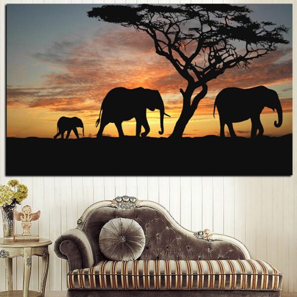 Decorative African Sunset Canvas Painting